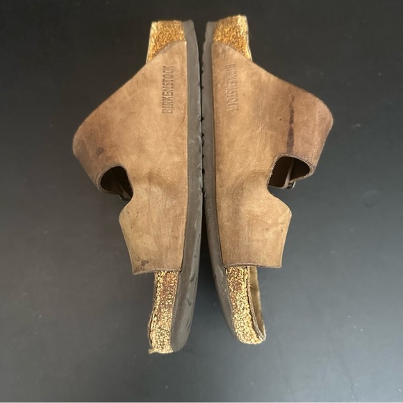 Birkenstock Arizona Slip On Brown Soft Leather 38 Two Adjustable Straps *Read* - Picture 9 of 11